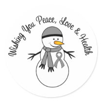 Christmas Snowman Brain Cancer Ribbon