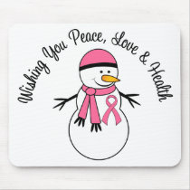 Christmas Snowman Breast Cancer Ribbon