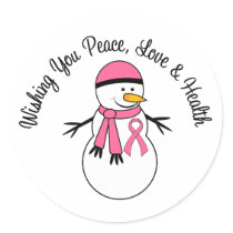 Christmas Snowman Breast Cancer Ribbon