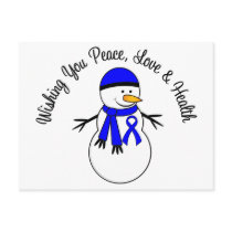 Christmas Snowman Colon Cancer Ribbon