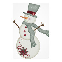 christmas snowman custom stationery