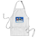 Christmas Snowman Family, Hand Drawn and Painted aprons