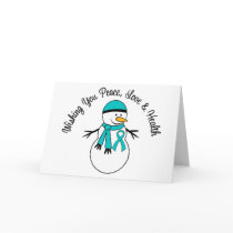 Christmas Snowman Ovarian Cancer Ribbon