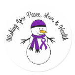 Christmas Snowman Pancreatic Cancer Ribbon stickers