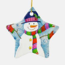 "Christmas Snowman" Star Ornament