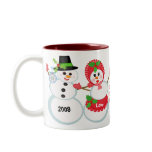 Christmas Snowmen Love Glass Coffee Mug
