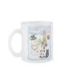 Christmas Snowmen & Pets Glass Coffee Mug
