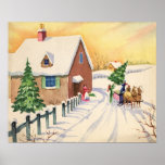 Christmas Snowy Road; Getting the Christmas Tree posters