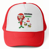 Christmas Sometimes Naughty Is Nice - Auburn Red Trucker Hats
