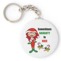 Christmas Sometimes Naughty Is Nice - Auburn Red Key Chains