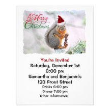 Christmas Squirrel Wearing Santa Claus Hat Custom Announcements
