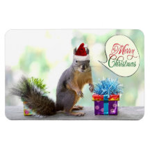Christmas Squirrel with Christmas Presents Flexible Magnet