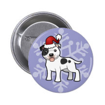 Christmas Staffordshire Bull Terrier Buttons
