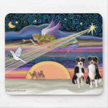 Christmas Star - Australian Shepherds (two tri) Mouse Mat