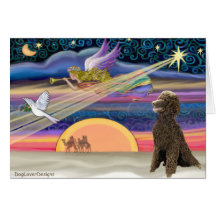 Christmas Star - Poodle (Standard Chocolate) - Greeting Card