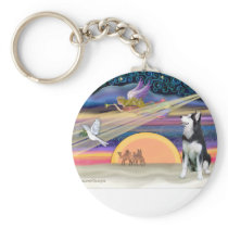 Christmas Star - Siberian Husky 1 Keychain