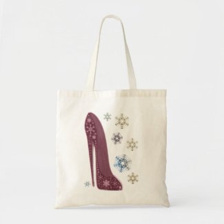 Christmas Stiletto Shoes and Snowflakes Art Canvas Bags
