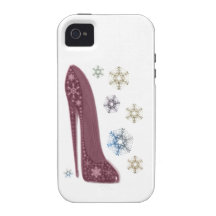 Christmas Stiletto Shoes and Snowflakes Art Vibe iPhone 4 Cases