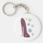 Christmas Stiletto Shoes and Snowflakes Art Key Chains