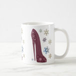 Christmas Stiletto Shoes and Snowflakes Art Mug