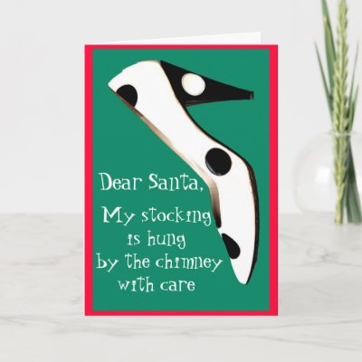 High Heel Shoes  Kids on Christmas Stocking High Heel Shoes For Santa Cards By Rebecca Reeder