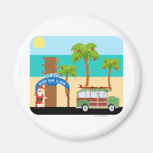 Christmas Surfing Refrigerator Magnet