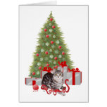 Christmas Tabby at the Tree Greeting Cards