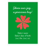 Christmas themed pocket birth announcement business cards