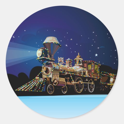 Christmas Train Round Stickers