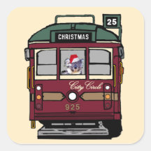 Christmas Tram Square Sticker