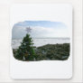 Christmas Tree Against Beach Rocks Mousepads