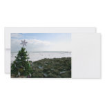 Christmas Tree Against Beach Rocks Photo Card Template