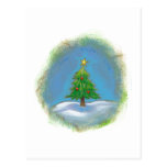 Christmas tree art simple sweet hearts star post cards