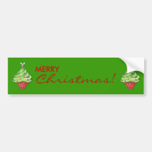 Christmas Tree Cupcake green Bumper Sticker