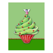 Christmas Tree Cupcake green Postcard