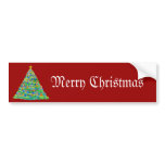 Christmas Tree Hand Drawn and Painted bumper stickers
