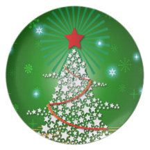 Christmas tree illustration dinner plate