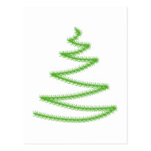 Christmas Tree in Green, Simple and Stylish. Postcard