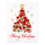 Christmas tree made from decorations post cards