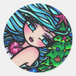Christmas Tree Mermaid Merry Mindy Fantasy Art Stickers