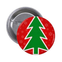 Christmas Tree on Red background Pinback Button
