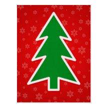 Christmas Tree on Red background Postcards