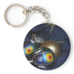 Christmas tree ornaments in blue keychains