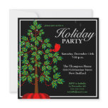 Christmas Tree Red Bird Party Invitation