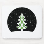 Christmas Tree Ribbons Snowy Sky Green mousepads