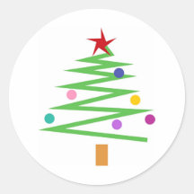Christmas Tree Round Stickers