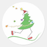 Christmas Tree Runner Round Sticker