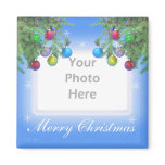 Christmas Tree Shine on Blue (photo frame) magnets