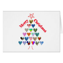 Christmas Tree With Hearts Greeting Card