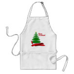 Christmas Tree with Red Ribbon Aprons